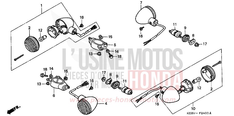 BLINKER von CB1300 Super Bold'or ABS SCHWARZ (NH1) von 1998